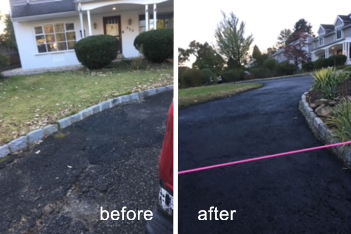 Driveway sealing, before and after